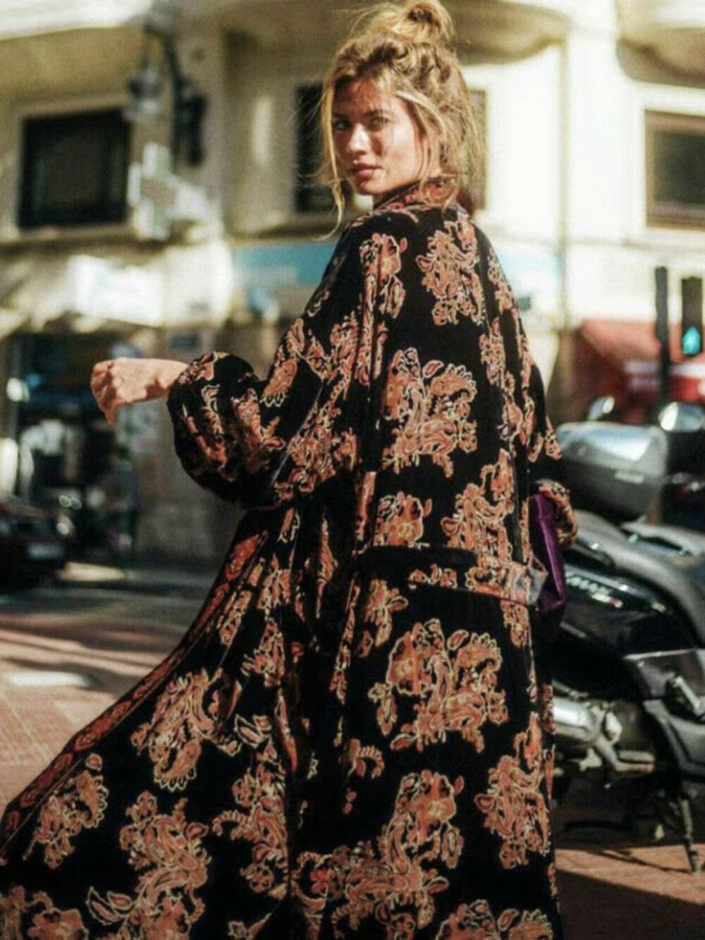 Zara Dreamy Velvet Paisley Kimono Duster Boho Maxi Robe Jacket XS S M L